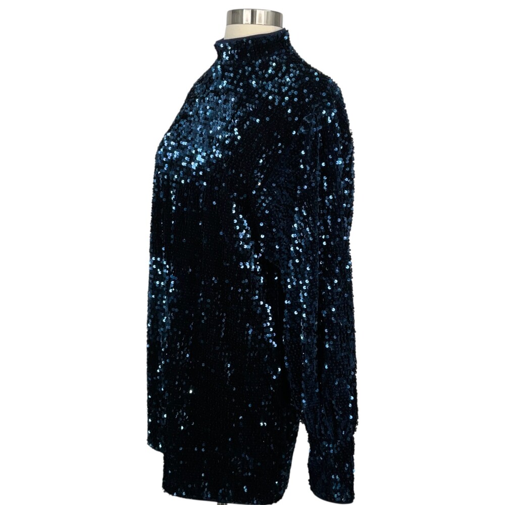Camila Coehlo Jezabel Mini Dress Midnight Blue Womens Small Sequins Long Sleeve - Picture 4 of 14